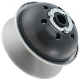 A black and silver go-kart drive clutch with a 1-inch bore.