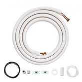 16FT mini split line set with 1/4" and 3/8" insulated copper pipes and accessories.