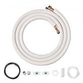 16FT mini split line set with 3/8" and 5/8" insulated copper pipes and accessories.