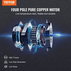 Exploded view of a 1/2 HP 2-stage rotary vane vacuum pump with 4-pole copper motor.