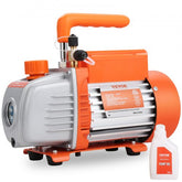Orange Bostome 1/5 HP single-stage vacuum pump with 3.5 CFM capacity, 120V, and included oil bottle.
