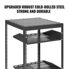 Bostome 15U Open Frame Server Rack with adjustable depth and mobile casters for easy repositioning.