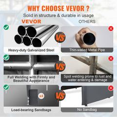 Heavy duty dark gray carport with a waterproof canopy and galvanized steel frame.