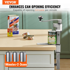 Heavy duty manual can opener with ergonomic handle, designed for large cans up to 11.8 inches.