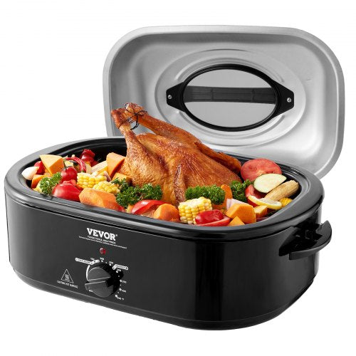 Bostome 20 QT Electric Roaster Oven with self-basting lid and detachable enamel-on-steel pan.