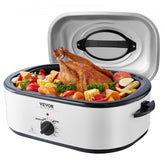 White Bostome 22 QT Electric Roaster Oven with self-basting lid and tempered glass window.