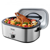 Silver Bostome 24 QT Electric Roaster Oven with self-basting lid and tempered glass window.