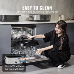 Silver Bostome 24 QT Electric Roaster Oven with self-basting lid and tempered glass window.