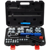 Bostome Hydraulic 45° Double Flaring Tool Kit with dies, pipe cutter, and storage case.