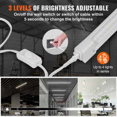 10-pack of 8-foot 80W LED shop light fixtures, linkable, 10000 lumens, white.