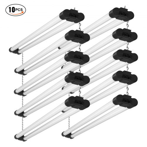 Bostome 10-pack of 4FT LED shop light fixtures with linkable design for garage lighting.