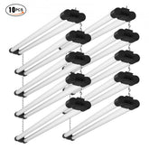 Bostome 10-pack of 4FT LED shop light fixtures with linkable design for garage lighting.
