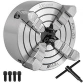 Bostome K72-125 lathe chuck with 4 jaws, cast iron body, and reversible design for versatile clamping.