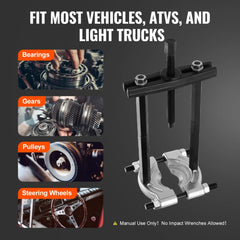 14-piece heavy duty bearing puller kit with adjustable separators and durable steel construction.
