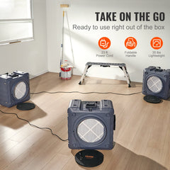 Bostome 550 CFM Air Scrubber with three-stage HEPA filtration and portable design.