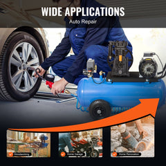 Bostome 3HP twin cylinder air compressor pump head with aluminum construction and oil observation window.