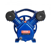 Bostome 3HP air compressor pump head with twin-cylinder piston and oil-lubricated system.