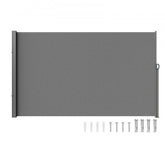 Gray retractable side awning measuring 71"x138" for outdoor privacy and shade.
