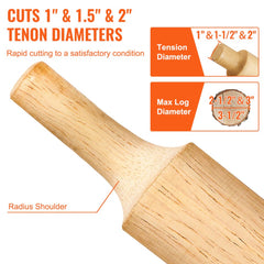 Bostome log tenon cutter with dual curved blades, made of aluminum and steel, for precise cutting.