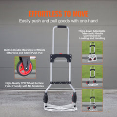 Bostome Folding Hand Truck with telescoping handle and rubber wheels for easy transport of heavy loads.