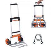 Bostome Folding Hand Truck with aluminum frame, adjustable handle, and rubber wheels.