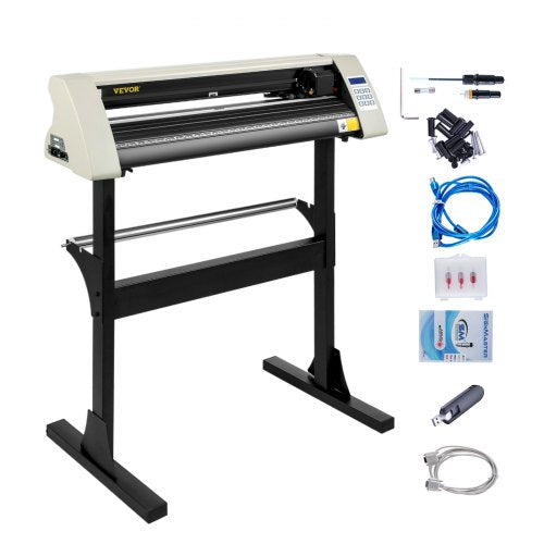 Bostome 28 inch vinyl cutter plotter with adjustable force, speed, LCD, and floor stand.