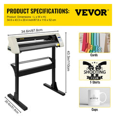 Bostome 28 inch vinyl cutter plotter with adjustable force, speed, LCD, and floor stand.