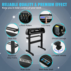 Bostome 34-inch vinyl cutter plotter machine with Bluetooth and SignMaster software.