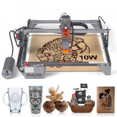 Bostome 10W laser engraver with 15.7x15.7-inch workspace engraving a parrot design on wood.