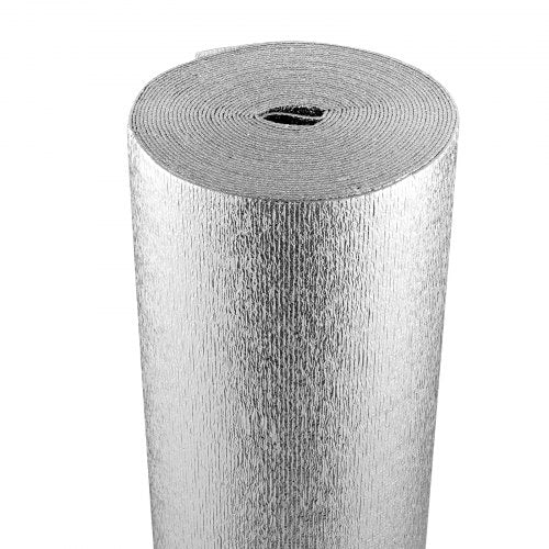 Roll of Bostome double reflective foam core radiant barrier, 48 in x 50 ft, silver foil.