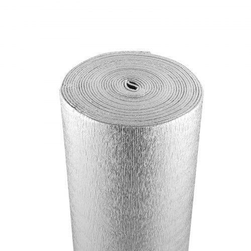 Roll of Bostome double reflective foam core radiant barrier, 48 inches by 50 feet, with silver foil surfaces.