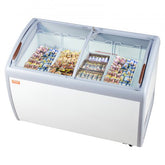 Bostome 12.8 Cu.ft commercial ice cream display freezer with sliding glass top and adjustable temperature.
