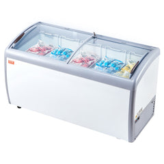 Bostome 16.3 cu.ft commercial ice cream display freezer with glass doors and LED lighting.