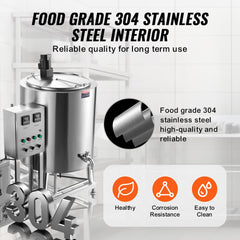 Bostome 150L commercial milk pasteurizer machine in 304 stainless steel with a sleek design.