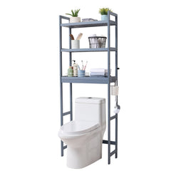 Bostome 3-tier bamboo shelf with adjustable heights for over-the-toilet storage.