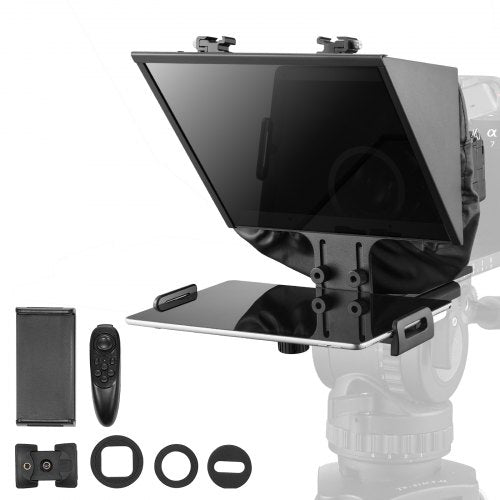 Bostome 13" floor teleprompter for webcams and smartphones with clear script reflection.