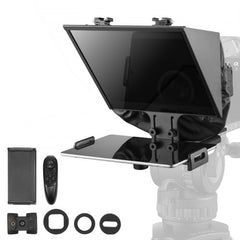 Bostome 13" floor teleprompter for webcams and smartphones with clear script reflection.