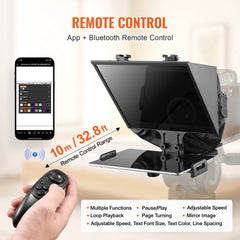 Bostome 13" floor teleprompter with HD reflectivity for webcams and smartphones, ideal for streaming.