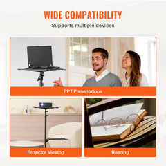 Bostome projector floor stand with wheels, adjustable height from 22.8 to 57.3 inches.
