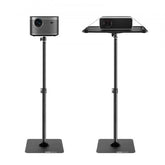 Bostome adjustable projector floor stand with a laptop tray and height range of 30.3 to 63.4 inches.
