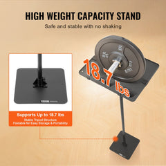 Bostome adjustable projector floor stand with a laptop tray and height range of 30.3 to 63.4 inches.