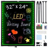 Bostome 32"x24" LED message board with neon effect and adjustable brightness settings.