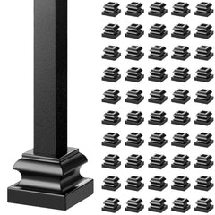 A black square baluster with a decorative base and 50 matching baluster shoes.