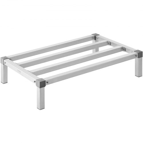 Silver aluminum dunnage rack with open frame, 36x20x8 inches, 1000 lbs capacity.