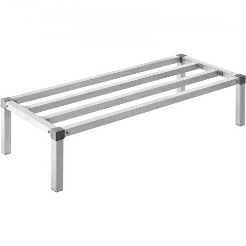 Aluminum dunnage rack measuring 48x20x12 inches with open frame design.
