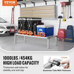 Aluminum dunnage rack, 48x20x12 inches, 1000 lbs capacity, with 1.5 mm thick tubes.