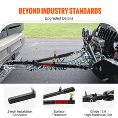 Bostome 10000 lbs Tow Bar with 2-inch connector, alloy steel, and glow-in-the-dark strips.