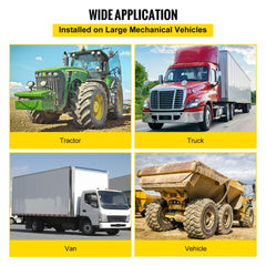 Bostome 1/4" G70 forged bolt-on grab hooks installed on tractors, trucks, vans, and dump vehicles.