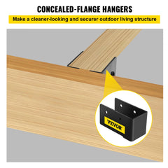Black concealed joist hangers made of Q235 steel, 24-pack for 2"x4" lumber.