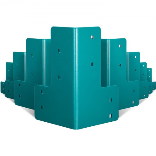 Bostome workbench corner brackets in green steel with pre-drilled holes for easy assembly.